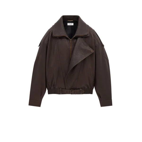 Bomber Jacket in Lambskin, Brun