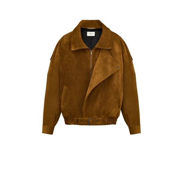 Beige Saint Laurent Bomber Jacket in Vintage Split Leather | Leather Jackets