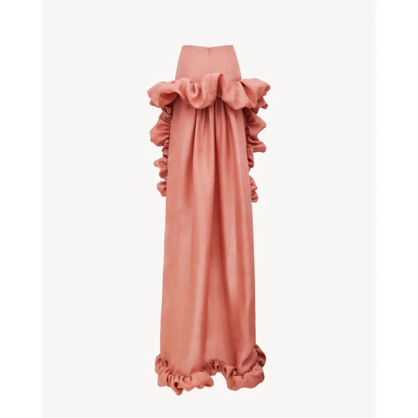 Pink Saint Laurent Bubble Cascade Skirt in Silk Gazar, Bois de Rose, view 2 | Skirts