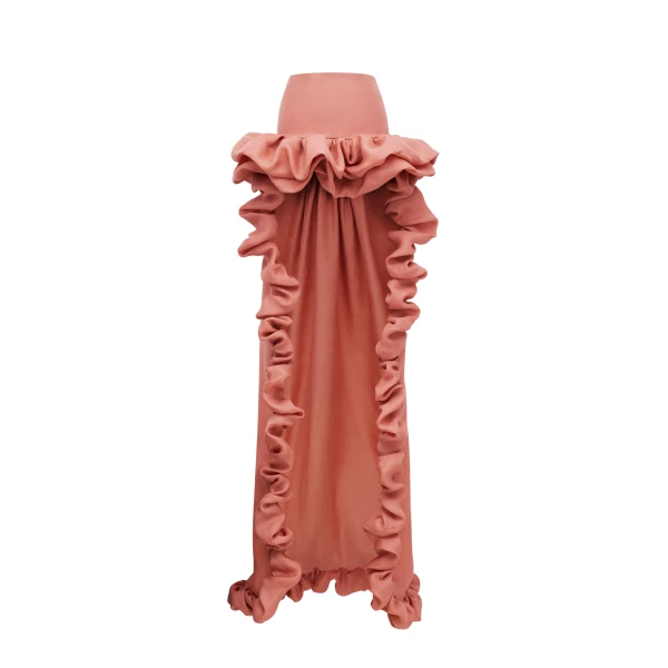 Bubble Cascade Skirt in Silk Gazar, Bois de Rose
