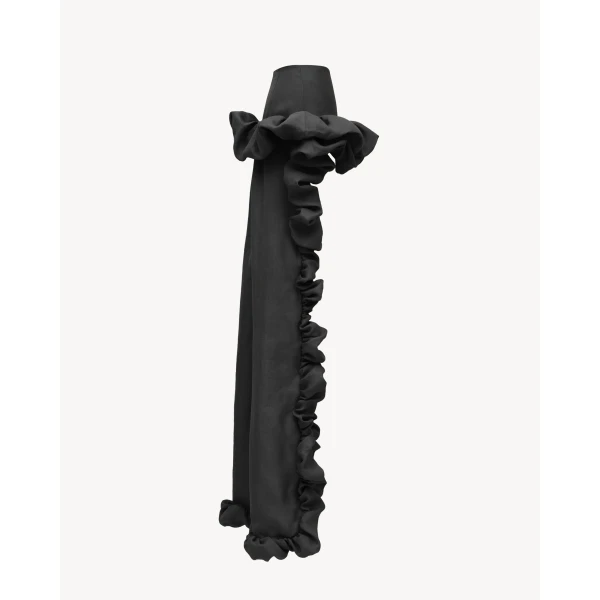 Black Saint Laurent Bubble Cascade Skirt in Silk Gazar, Noir, view 3 | Skirts