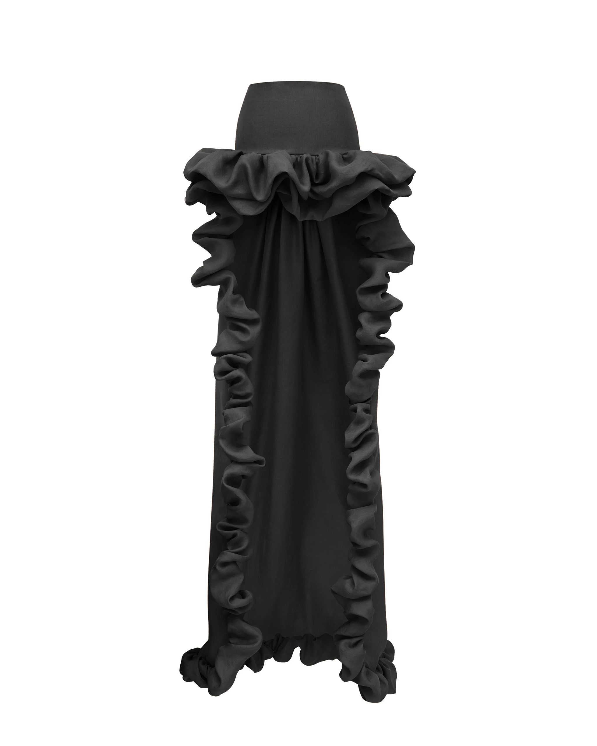 Saint Laurent Bubble Cascade Skirt in Silk Gazar, Noir Black Saint Laurent Bubble Cascade Skirt in Silk Gazar, Noir | Skirts