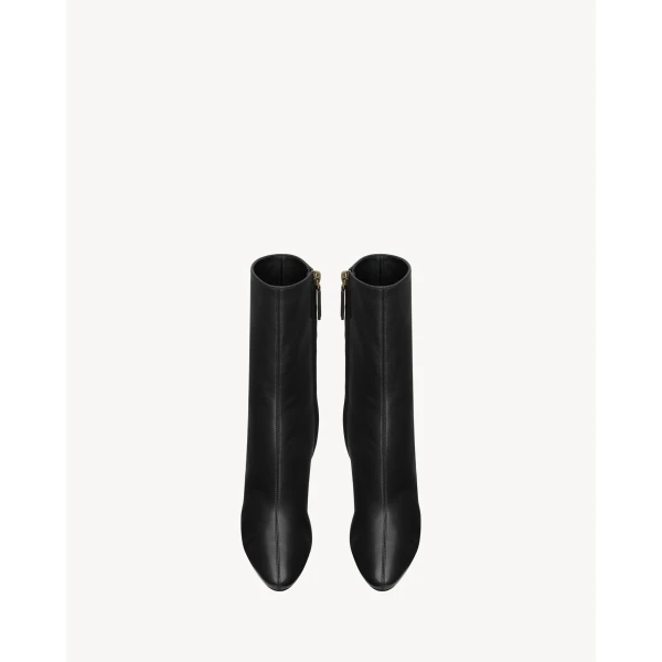 Black Saint Laurent Capucine Booties in Smooth Leather, view 2 | Boots