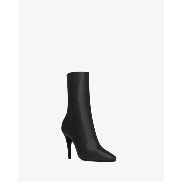Black Saint Laurent Capucine Booties in Smooth Leather, view 4 | Boots