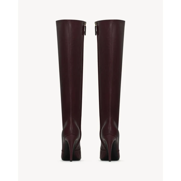 Red Saint Laurent Capucine Boots in Smooth Leather, view 3 | Boots