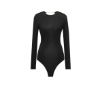 Black Saint Laurent Cassandre Backless Bodysuit in Jersey | Bodysuit