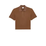 Beige Saint Laurent Cassandre Cropped Polo in Cotton Piqué | Short Sleeved