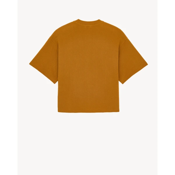 Orange Saint Laurent Cassandre Oversized T-Shirt in Cotton Piqué, view 2 | T-shirts