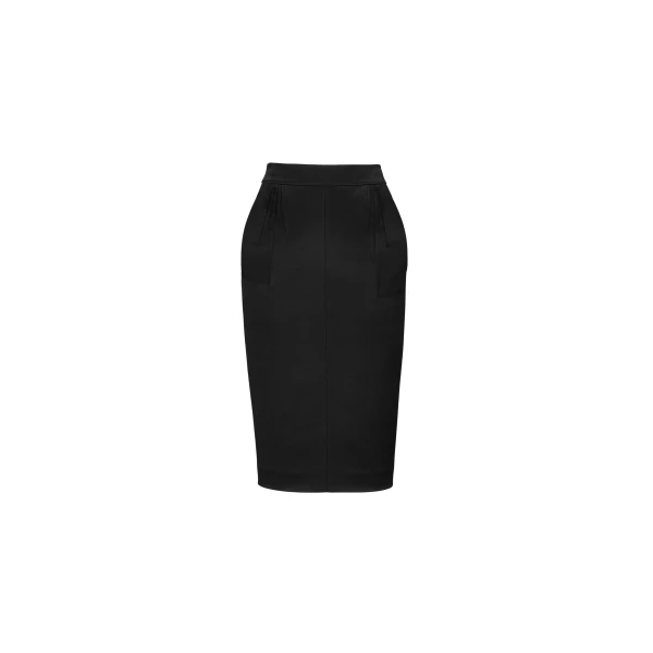 Black Saint Laurent Cassandre Pencil Skirt in Padded Satin | Pencil Skirts