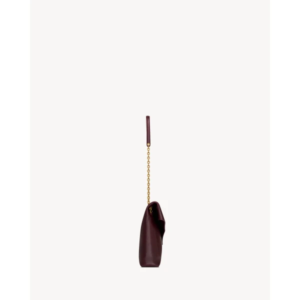 Red Saint Laurent Cassandre Pouch on Chain in Smooth Leather, view 3 | Clutch Bags