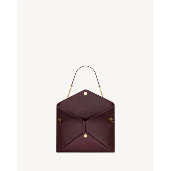 Red Saint Laurent Cassandre Pouch on Chain in Smooth Leather, view 4 | Clutch Bags