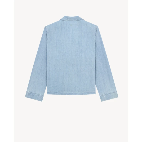 Blue Saint Laurent Cassandre Shirt in Chambray, view 2 | Shirts