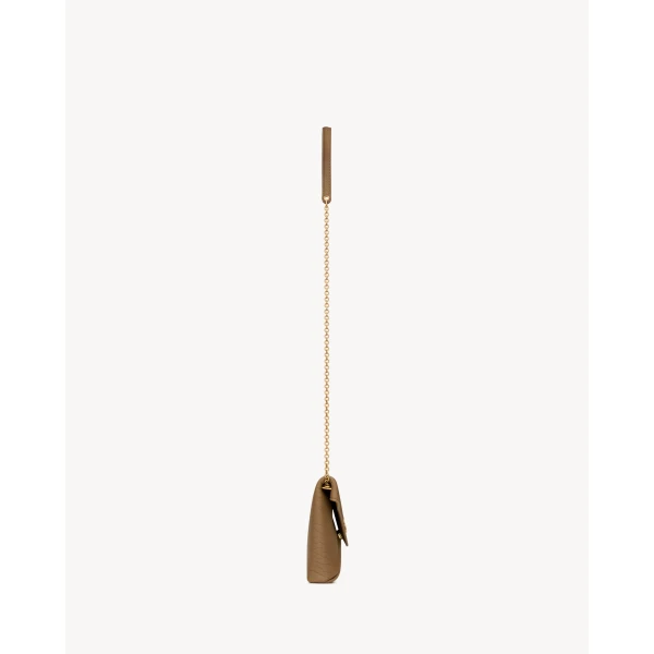 Brown Saint Laurent Cassandre Small Chain Clutch in Lambskin, view 3 | Clutch Bags