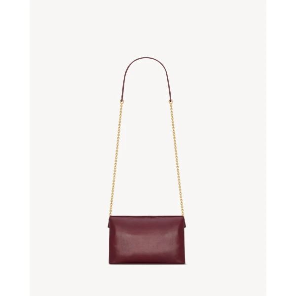 Red Saint Laurent Cassandre Small Chain Pouch in Shiny Leather, view 2 | Clutch Bags