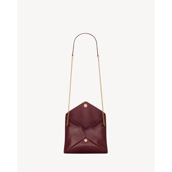 Red Saint Laurent Cassandre Small Chain Pouch in Shiny Leather, view 4 | Clutch Bags
