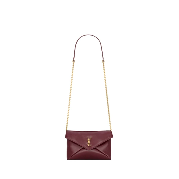 Red Saint Laurent Cassandre Small Chain Pouch in Shiny Leather | Clutch Bags