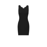 Black Saint Laurent Cassandre Tank Dress in Ribbed Cotton Jersey | Dresses
