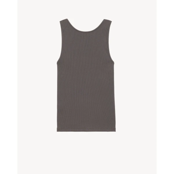 Black Saint Laurent Cassandre Tank Top, Anthracite, view 2 | Sleeveless