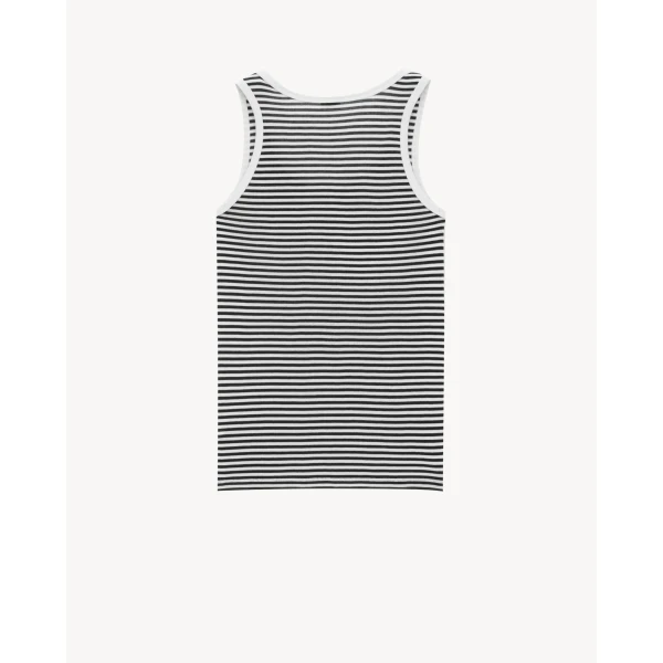 Multicolour Saint Laurent Cassandre Tank Top, Noir and Naturel, view 2 | Sleeveless