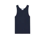 Blue Saint Laurent Cassandre Tank Top in Ribbed Cotton Jersey, Bleu Minuit | Sleeveless