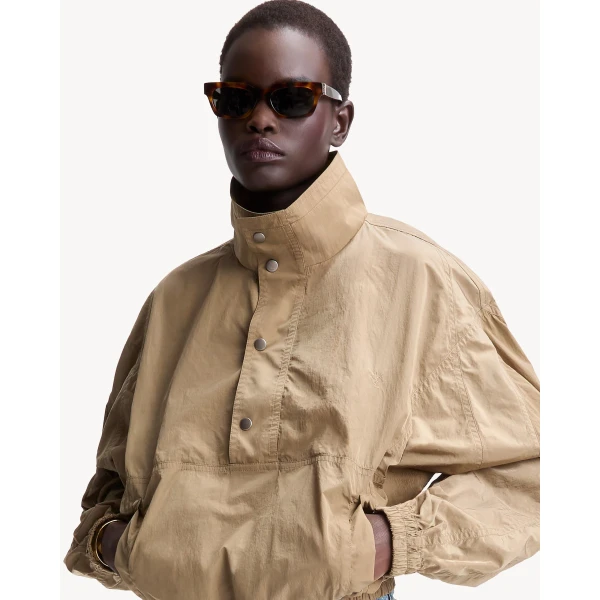 Beige Saint Laurent Cassandre Windbreaker in Crinkled, view 2 | Jackets