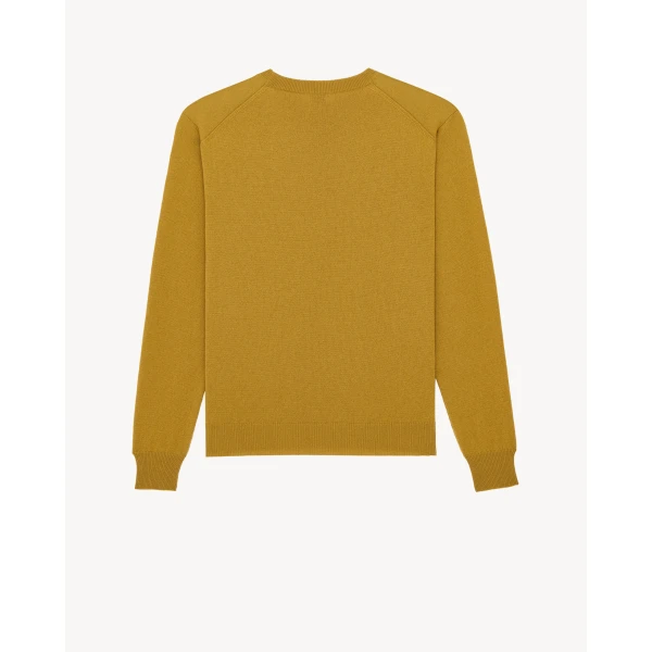 Orange Saint Laurent Crewneck Sweater in Cashmere, Moutarde, view 3 | Sweaters