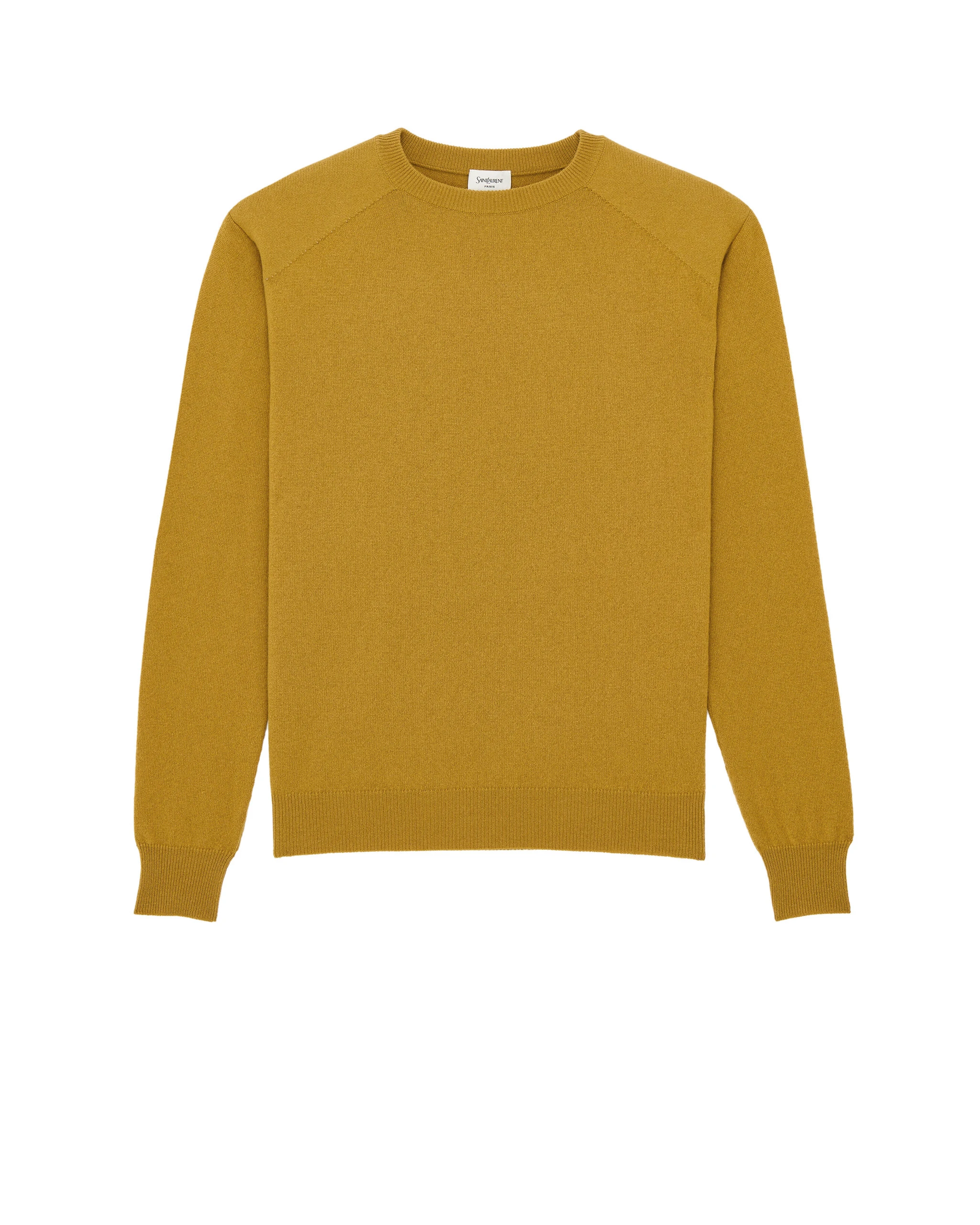 Saint Laurent Crewneck Sweater in Cashmere, Moutarde Orange Saint Laurent Crewneck Sweater in Cashmere, Moutarde | Sweaters