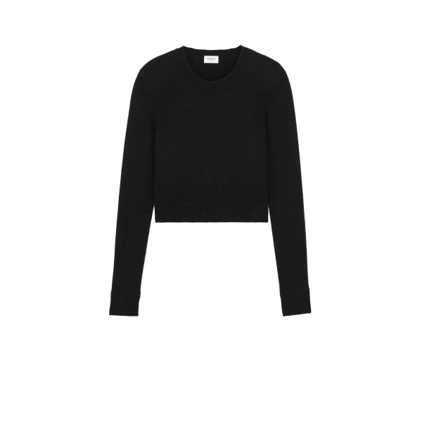 Black Saint Laurent Crewneck Sweater in Cashmere, Noir | Sweaters