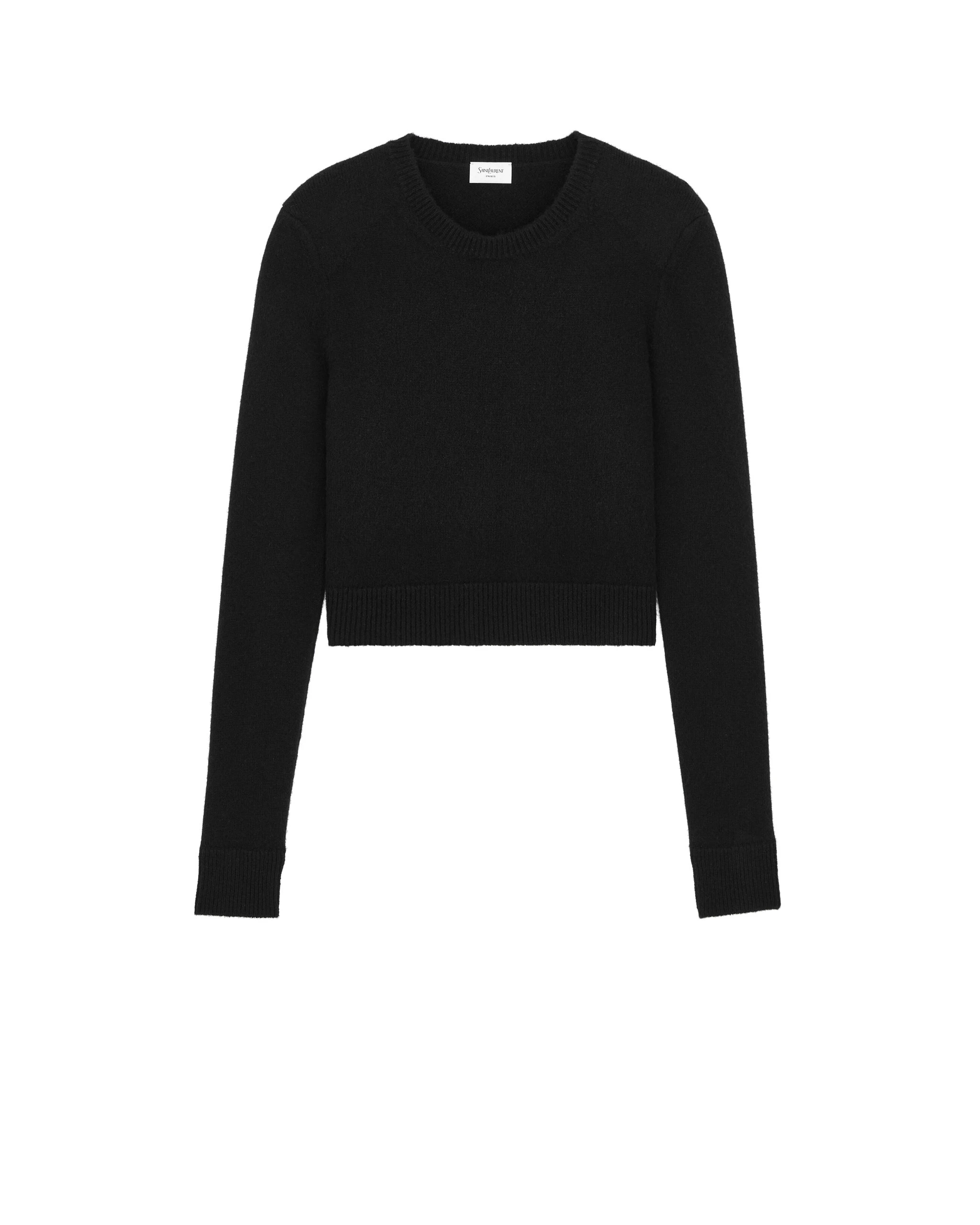 Saint Laurent Crewneck Sweater in Cashmere, Noir Black Saint Laurent Crewneck Sweater in Cashmere, Noir | Sweaters