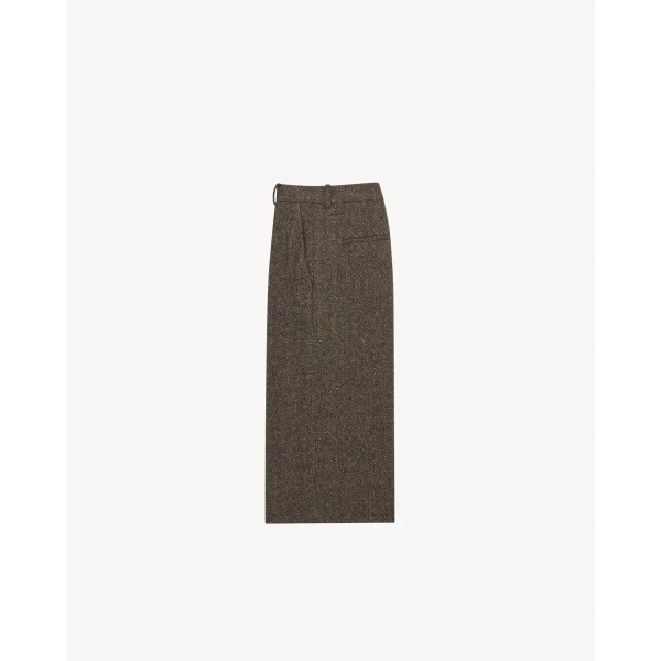 Beige Saint Laurent Culottes in Herringbone Wool, view 3 | Tailored pants
