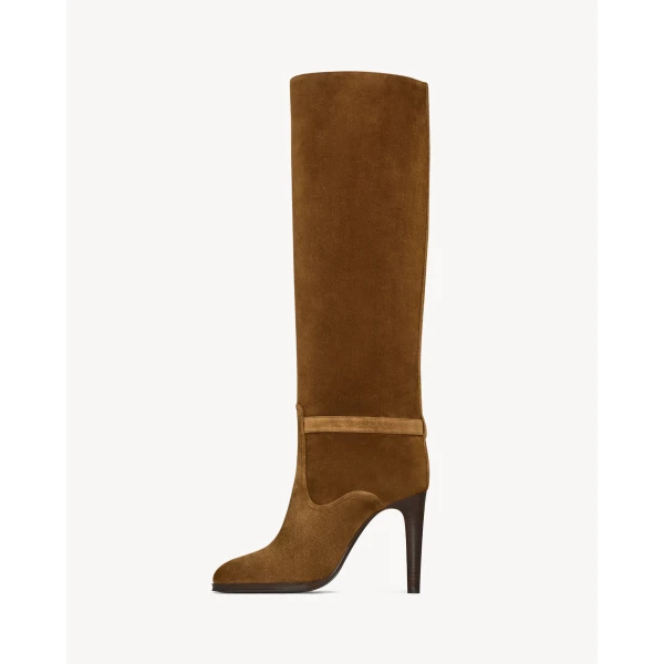 Brown Saint Laurent Diane Boots in Suede, view 3 | Boots