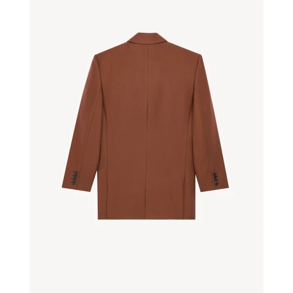 Beige Saint Laurent Double-Breasted Jacket in Cashmere, view 3 | Blazers