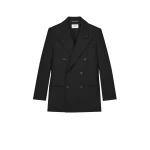 Black Saint Laurent Double-Breasted Jacket in Wool | Blazers