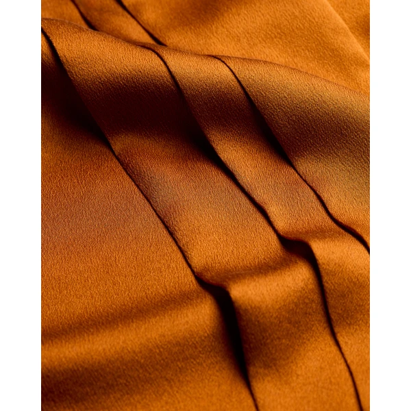 Orange Saint Laurent Draped Tank Dress in Silk Satin, view 4 | Dresses