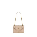 Beige Saint Laurent ENVELOPE MEDIUM IN QUILTED GRAIN DE POUDRE EMBOSSED LEATHER | Clutch Bags