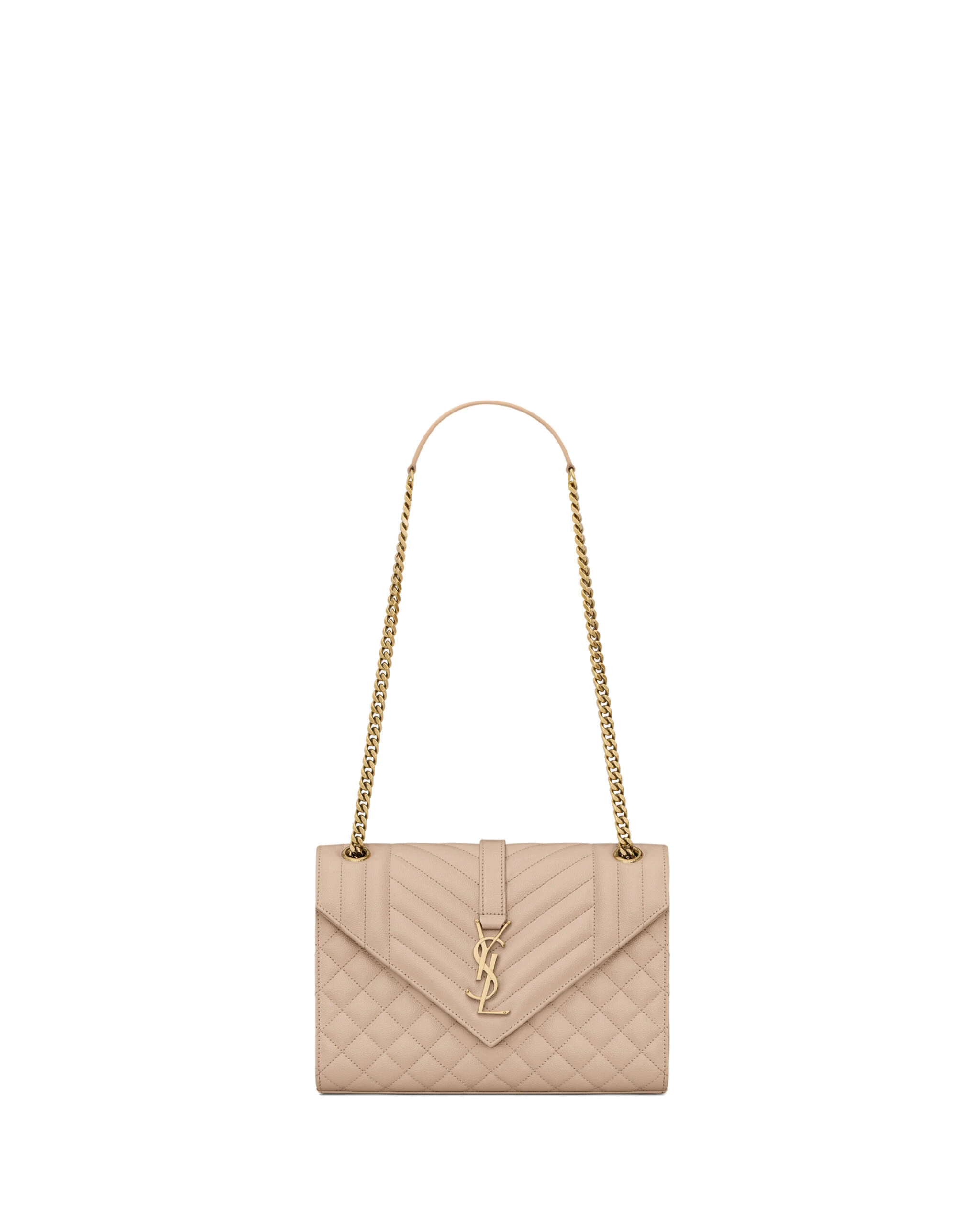 Saint Laurent ENVELOPE MEDIUM IN QUILTED GRAIN DE POUDRE EMBOSSED LEATHER Beige Saint Laurent ENVELOPE MEDIUM IN QUILTED GRAIN DE POUDRE EMBOSSED LEATHER | Clutch Bags