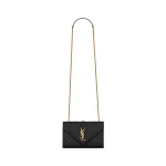 Black Saint Laurent ENVELOPE SMALL IN QUILTED GRAIN DE POUDRE EMBOSSED LEATHER | Clutch Bags