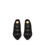 Black Saint Laurent Emilie Mules in Satin Crepe, Black | Mules