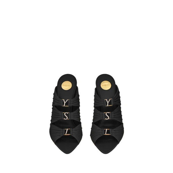 Emilie Mules in Satin Crepe, Black