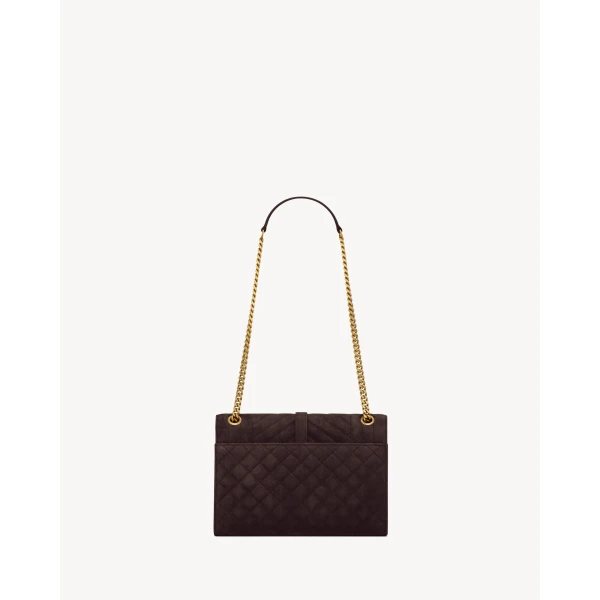 Brown Saint Laurent Envelope Medium in Suede, Dark Chocolate, view 2 | Shoulder & Crossbody Bags