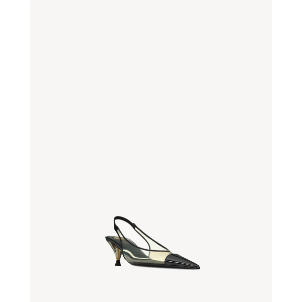 Multicolour Saint Laurent Fanny Slingback Pumps in Tpu and Patent Leather, view 3 | Heels