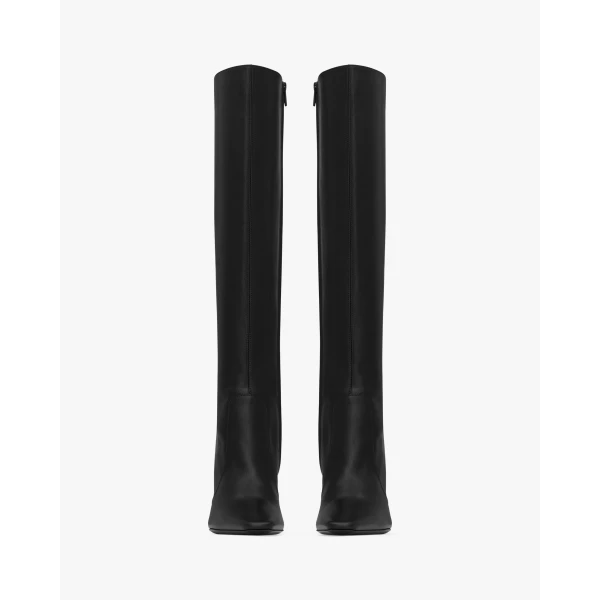 Black Saint Laurent Francoise Boots in Smooth Leather, Black, view 2 | Boots