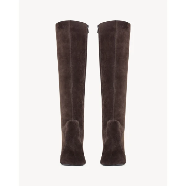 Brown Saint Laurent Francoise Boots in Suede, view 2 | Boots