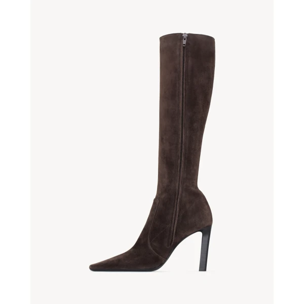 Brown Saint Laurent Francoise Boots in Suede, view 3 | Boots