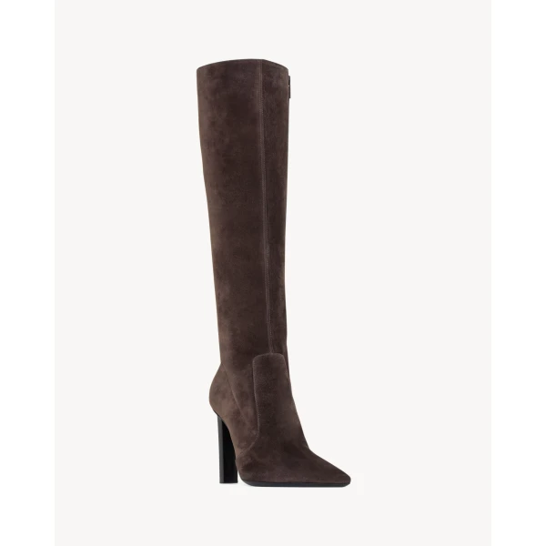 Brown Saint Laurent Francoise Boots in Suede, view 4 | Boots