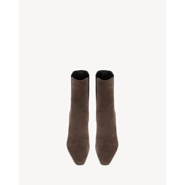 Brown Saint Laurent Francoise Chelsea Booties in Suede, view 2 | Boots