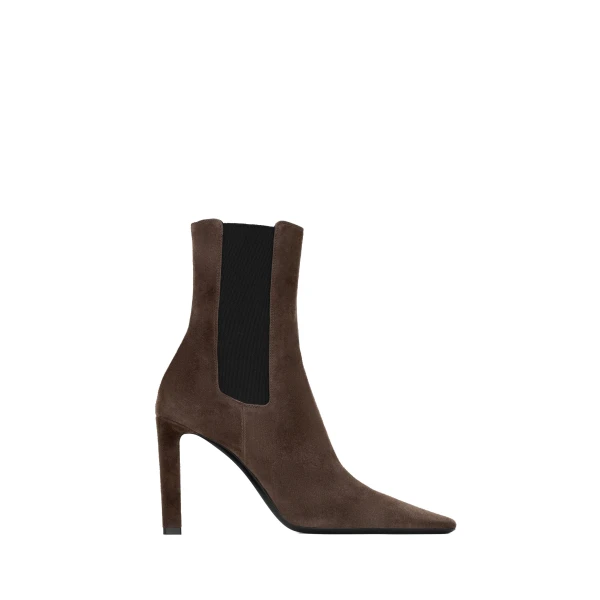 Brown Saint Laurent Francoise Chelsea Booties in Suede | Boots