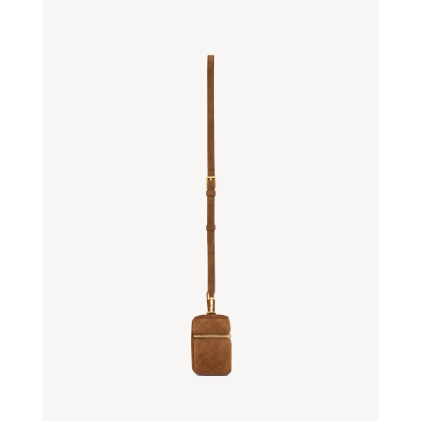 Orange Saint Laurent Gaby Vanity in Suede, Caramel Cognac, view 5 | Mini Bags