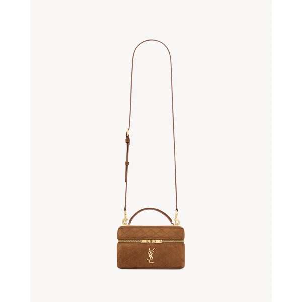 Gaby Vanity in Suede, Caramel Cognac