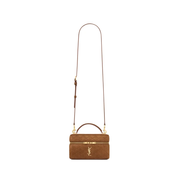 Orange Saint Laurent Gaby Vanity in Suede, Caramel Cognac | Mini Bags